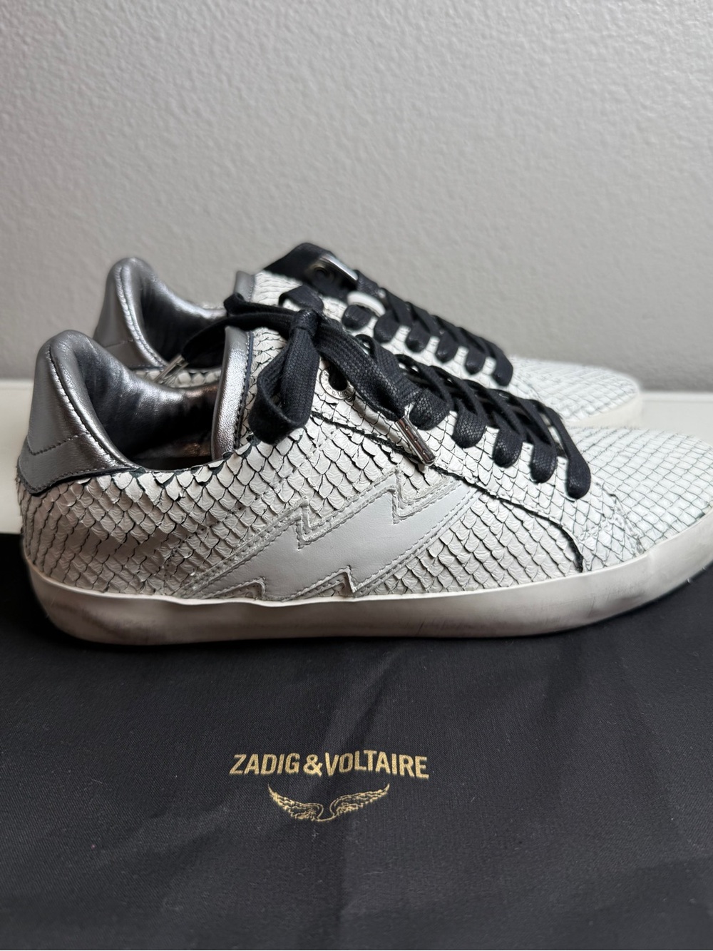 Zadig & Voltaire Neo Keith Flash Sneakers White Snakeskin - Picture 7 of 11